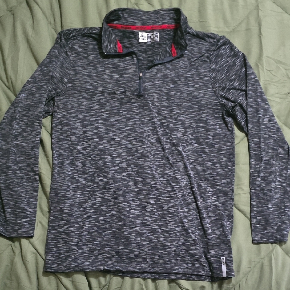 RBX 3/4 Zip Fitted Shirt Black and Gray Heathered